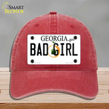 Bad Girl Georgia Novelty License Plate Hat Unconstructed Cotton / Red