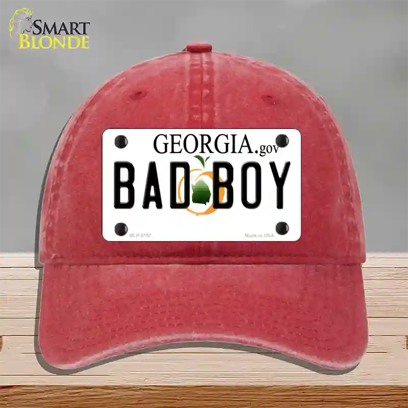 Bad Boy Georgia Novelty License Plate Hat Unconstructed Cotton / Red