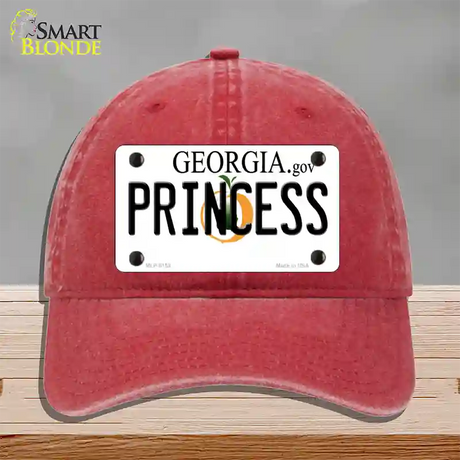 Princess Georgia Novelty License Plate Hat Unconstructed Cotton / Red