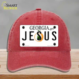 Jesus Georgia Novelty License Plate Hat Unconstructed Cotton / Red