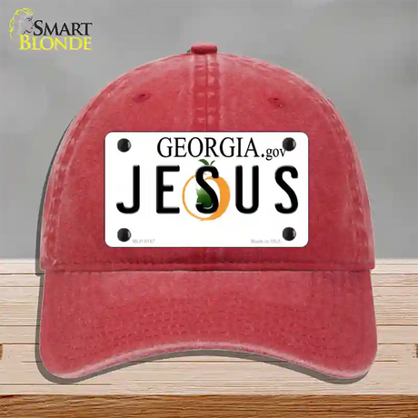 Jesus Georgia Novelty License Plate Hat Unconstructed Cotton / Red