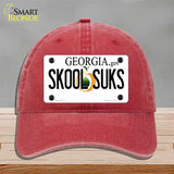 Skool Suks Georgia Novelty License Plate Hat Unconstructed Cotton / Red