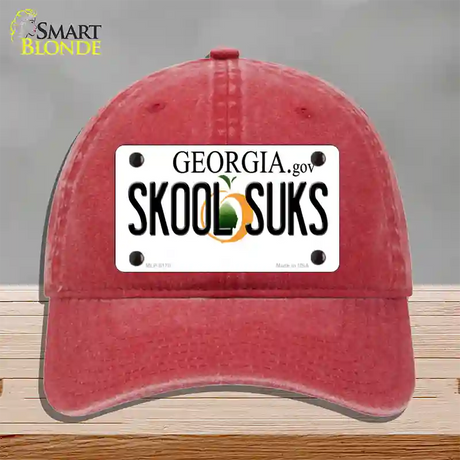 Skool Suks Georgia Novelty License Plate Hat Unconstructed Cotton / Red