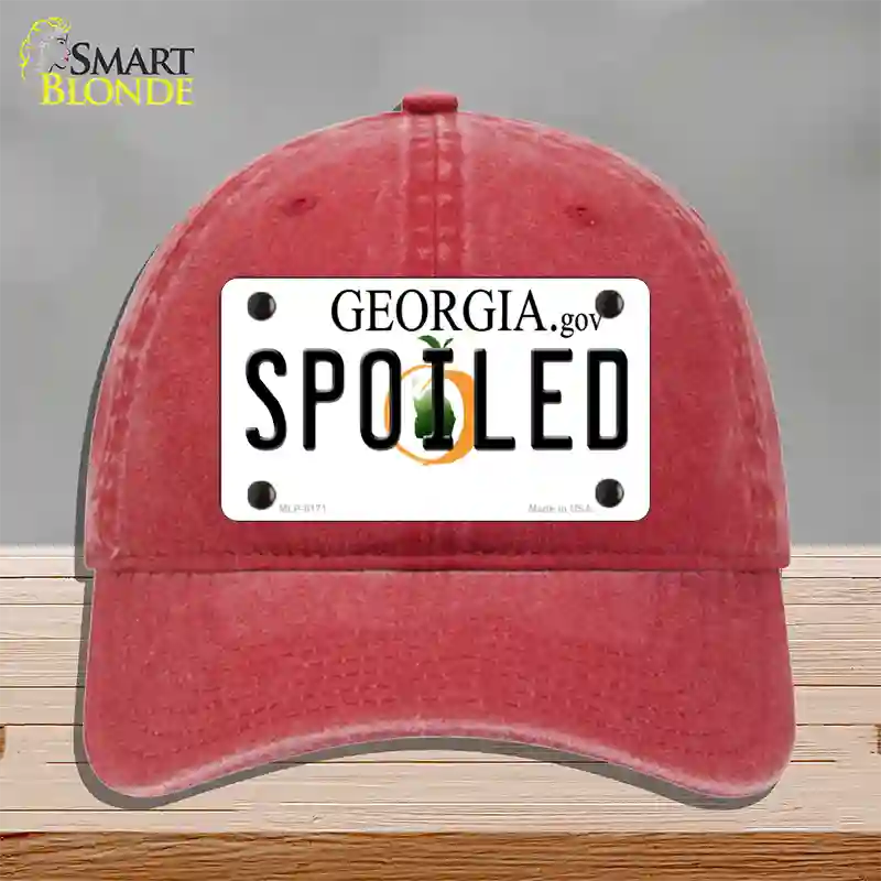 Spoiled Georgia Novelty License Plate Hat Unconstructed Cotton / Red