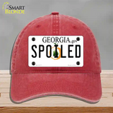 Spoiled Georgia Novelty License Plate Hat Unconstructed Cotton / Red