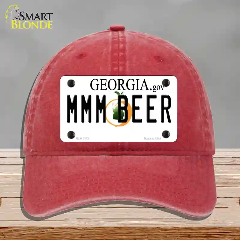 MMM Beer Georgia Novelty License Plate Hat Unconstructed Cotton / Red