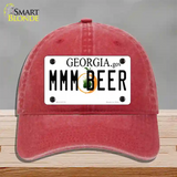 MMM Beer Georgia Novelty License Plate Hat Unconstructed Cotton / Red