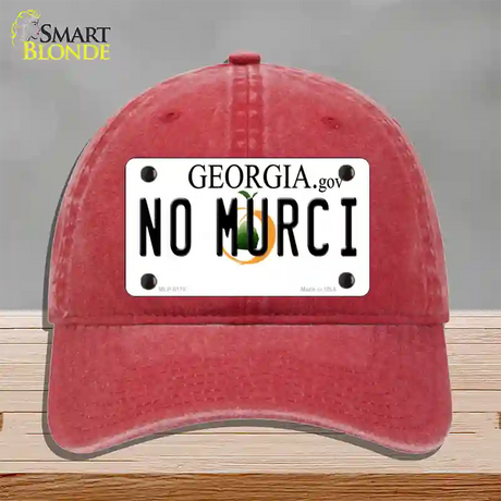 No Murci Georgia Novelty License Plate Hat Unconstructed Cotton / Red