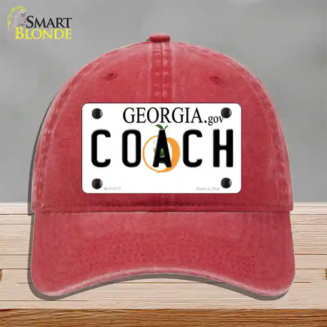 Coach Georgia Novelty License Plate Hat Unconstructed Cotton / Red