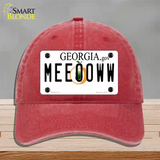 Meeooww Georgia Novelty License Plate Hat Unconstructed Cotton / Red