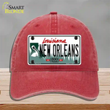 New Orleans Louisiana Novelty License Plate Hat Unconstructed Cotton / Red