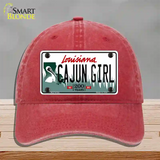 Cajun Girl Louisiana Novelty License Plate Hat Unconstructed Cotton / Red