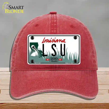 LSU Louisiana Novelty License Plate Hat Unconstructed Cotton / Red