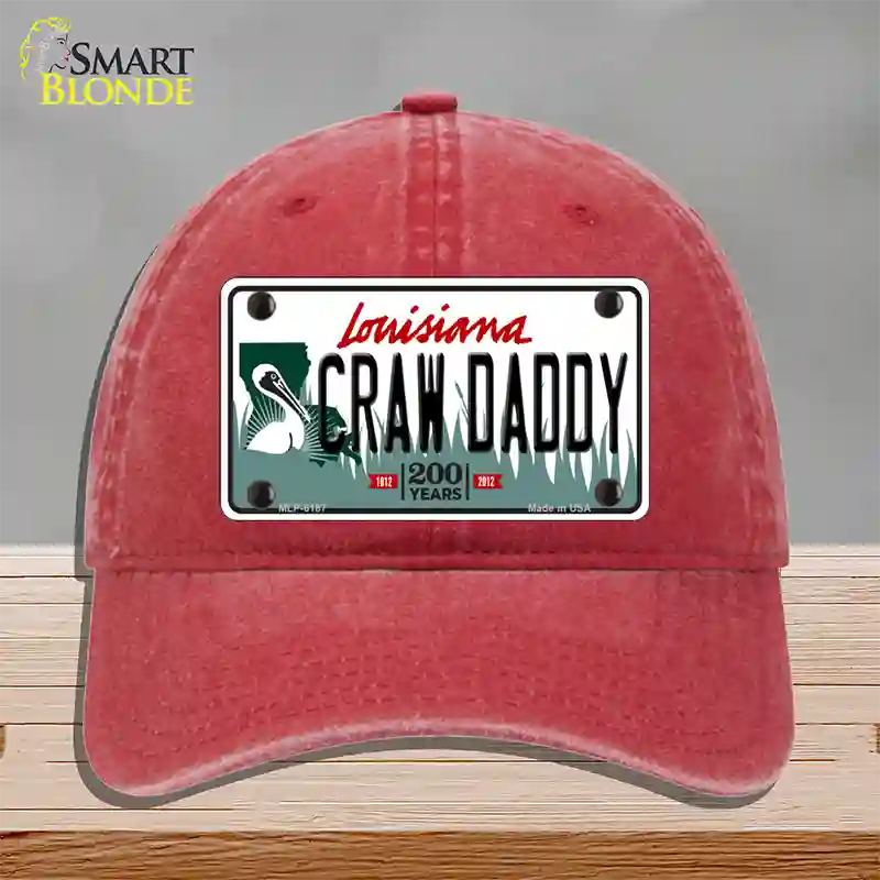 Craw Daddy Louisiana Novelty License Plate Hat Unconstructed Cotton / Red