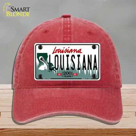 Louisiana Novelty License Plate Hat Unconstructed Cotton / Red