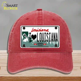 I Love Louisiana Novelty License Plate Hat Unconstructed Cotton / Red