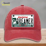 Dreamer Louisiana Novelty License Plate Hat Unconstructed Cotton / Red