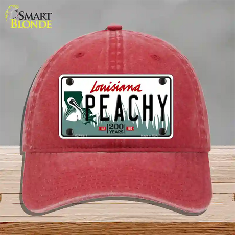 Peachy Louisiana Novelty License Plate Hat Unconstructed Cotton / Red