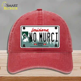 No Murci Louisiana Novelty License Plate Hat Unconstructed Cotton / Red