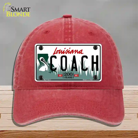 Coach Louisiana Novelty License Plate Hat Unconstructed Cotton / Red