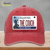 The Couch Oklahoma Novelty License Plate Hat Unconstructed Cotton / Red