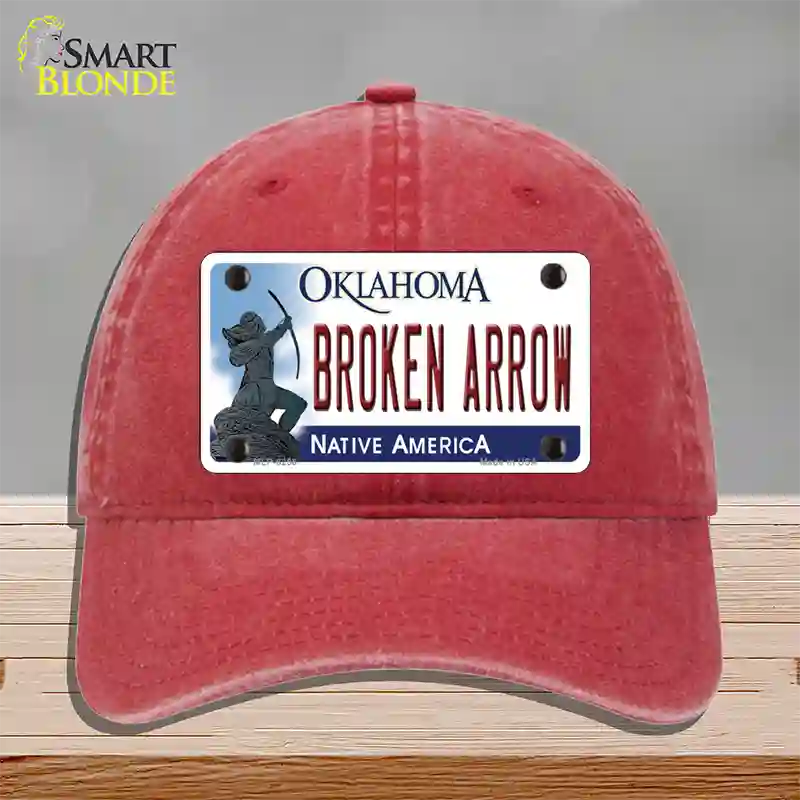 Broken Arrow Oklahoma Novelty License Plate Hat Unconstructed Cotton / Red