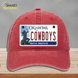 Cowboys Oklahoma Novelty License Plate Hat Unconstructed Cotton / Red