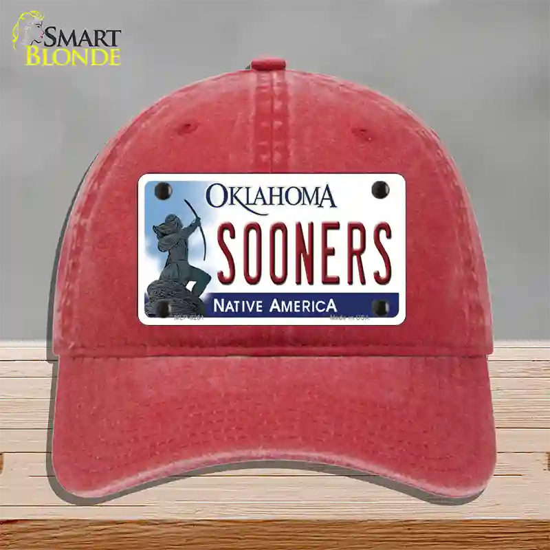 Sooners Oklahoma Novelty License Plate Hat Unconstructed Cotton / Red