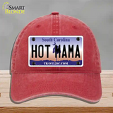 Hot Mama South Carolina Novelty License Plate Hat Unconstructed Cotton / Red