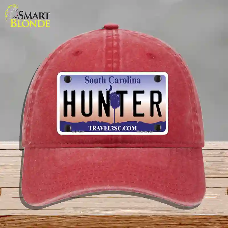 Hunter South Carolina Novelty License Plate Hat Unconstructed Cotton / Red