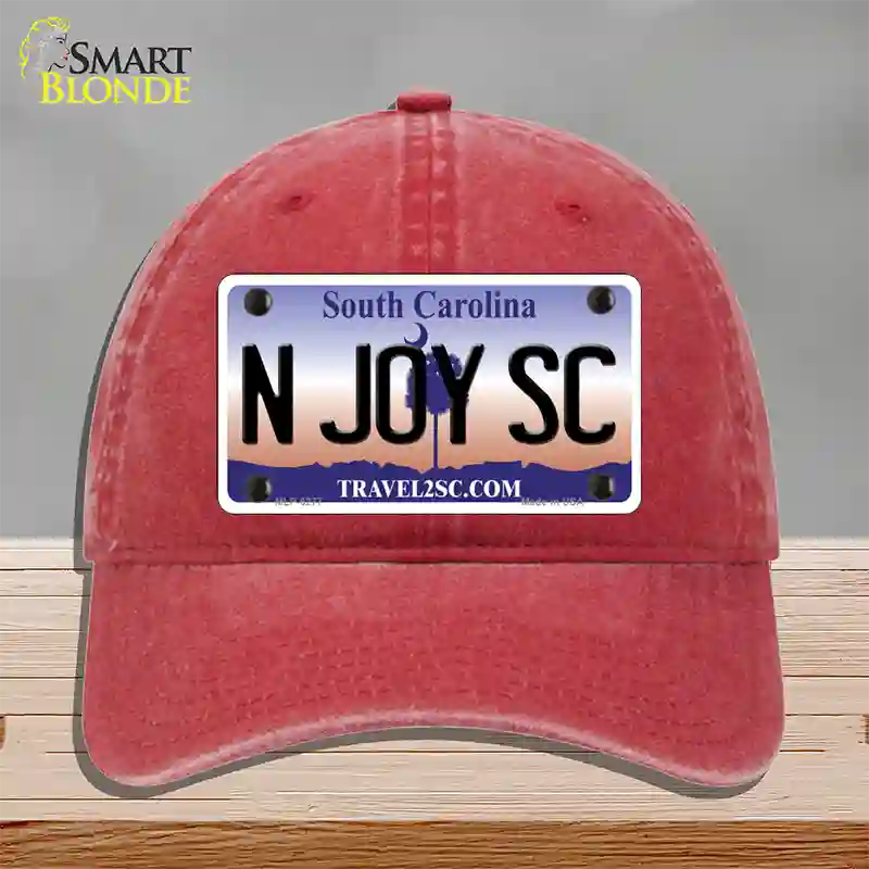 N Joy SC South Carolina Novelty License Plate Hat Unconstructed Cotton / Red