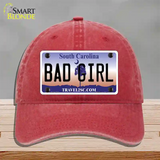 Bad Girl South Carolina Novelty License Plate Hat Unconstructed Cotton / Red