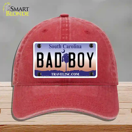 Bad Boy South Carolina Novelty License Plate Hat Unconstructed Cotton / Red