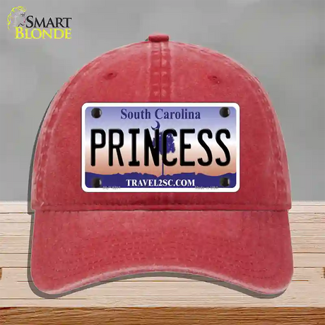 Princess South Carolina Novelty License Plate Hat Unconstructed Cotton / Red