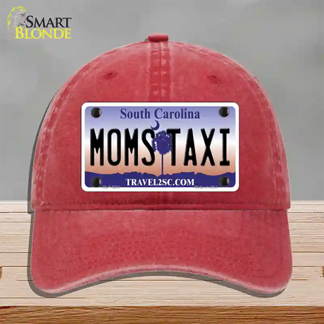 Moms Taxi South Carolina Novelty License Plate Hat Unconstructed Cotton / Red