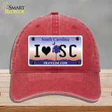 I Love South Carolina Novelty License Plate Hat Unconstructed Cotton / Red