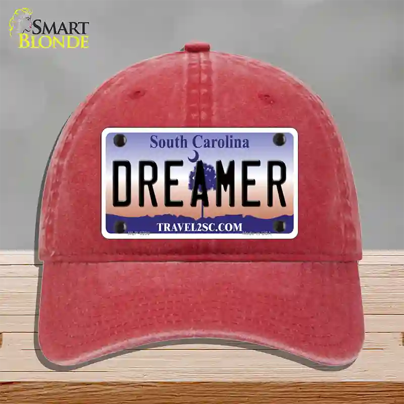 Dreamer South Carolina Novelty License Plate Hat Unconstructed Cotton / Red