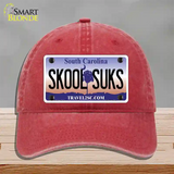 Skool Suks South Carolina Novelty License Plate Hat Unconstructed Cotton / Red