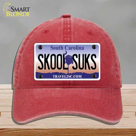 Skool Suks South Carolina Novelty License Plate Hat Unconstructed Cotton / Red