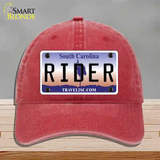 Rider South Carolina Novelty License Plate Hat Unconstructed Cotton / Red