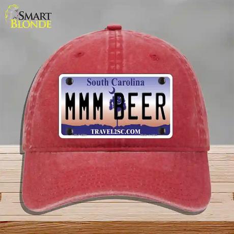 MMM Beer South Carolina Novelty License Plate Hat Unconstructed Cotton / Red