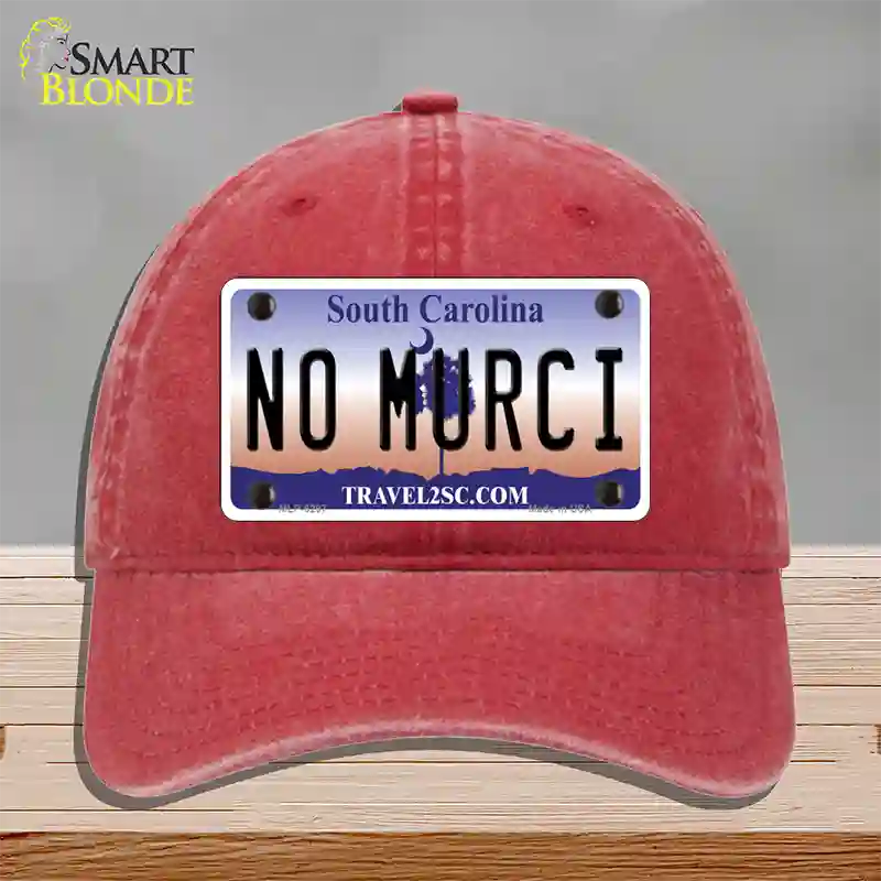 No Murci South Carolina Novelty License Plate Hat Unconstructed Cotton / Red