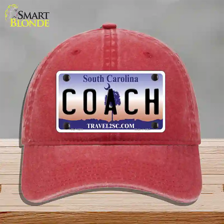 Coach South Carolina Novelty License Plate Hat Unconstructed Cotton / Red