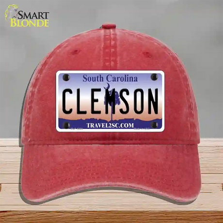 Clemson South Carolina Novelty License Plate Hat Unconstructed Cotton / Red