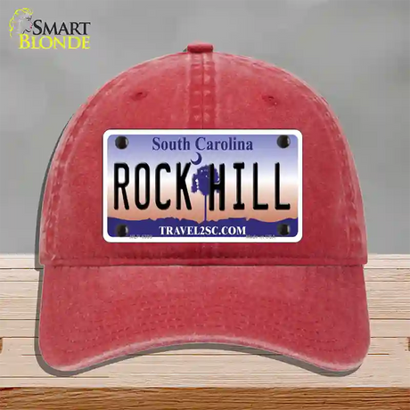 Rock Hill South Carolina Novelty License Plate Hat Unconstructed Cotton / Red