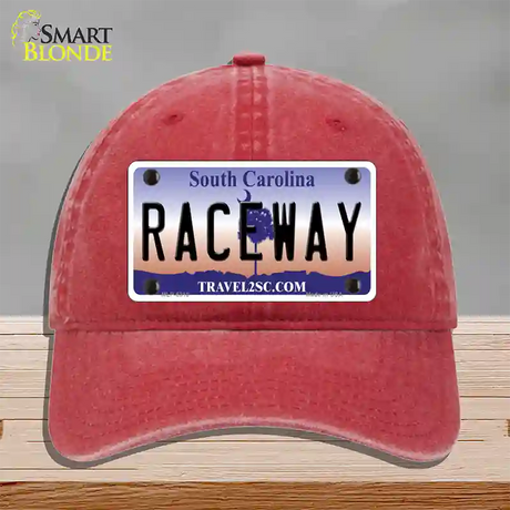 Raceway South Carolina Novelty License Plate Hat Unconstructed Cotton / Red