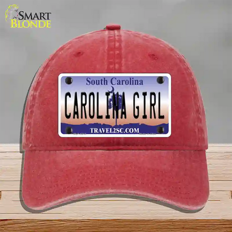 Carolina Girl South Carolina Novelty License Plate Hat Unconstructed Cotton / Red