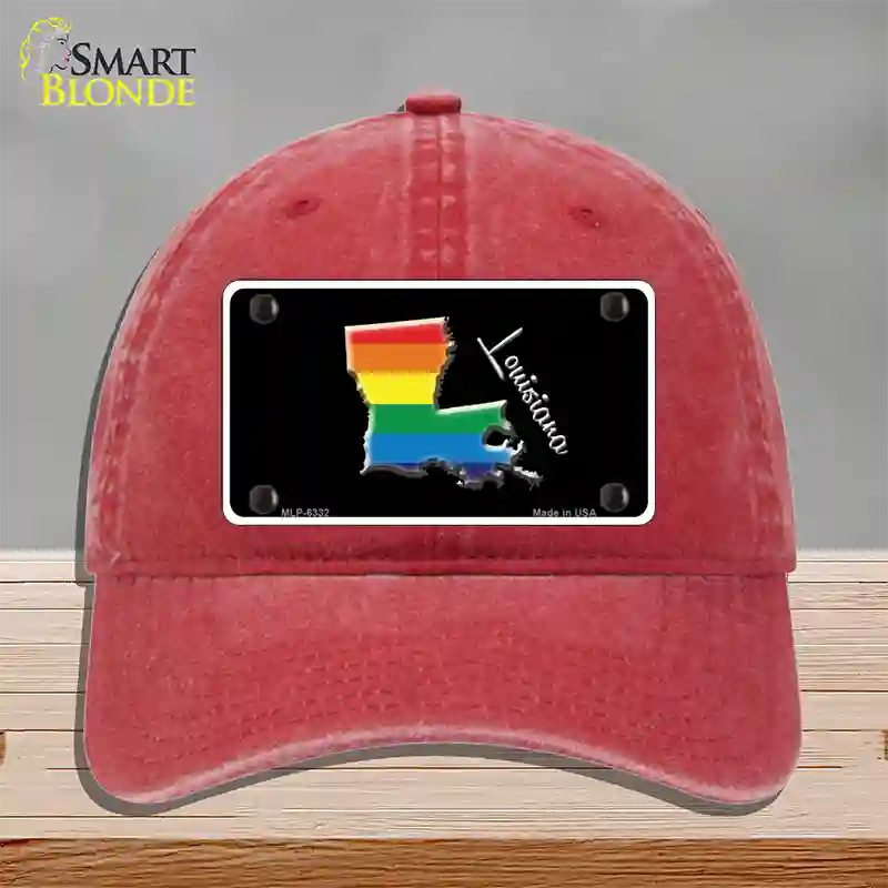 Louisiana Rainbow Novelty License Plate Hat Unconstructed Cotton / Red