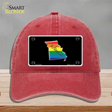 Missouri Rainbow Novelty License Plate Hat Unconstructed Cotton / Red