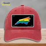 North Carolina Rainbow Novelty License Plate Hat Unconstructed Cotton / Red